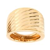 14k Yellow Gold High Polished Ribbed-Design Ring