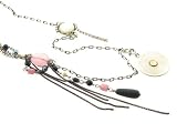 Abract Stone Necklace with Oxidized Silver Tassels by Beth Orduna