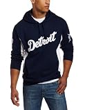 MLB Men's Detroit Tigers Captain Hooded Fleece Pullover (Athletic Navy/White, Large)