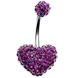 Purple Romance Heart Austrian Crystal Evolution Belly Ring