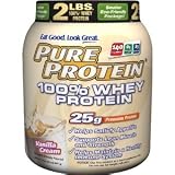 Pure Protein 100 % Whey Protein, Vanilla Cream, 2 Pound Tub