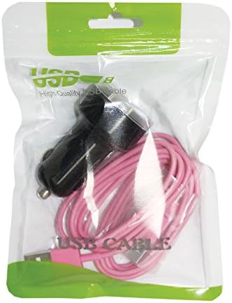 2 USB Cables &amp; Car Charger Combo, Sync and Charge Cable &amp; Car Charger for I Phone 5/5S/6/6S [12 Month Warranty] (Pink)