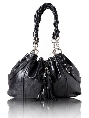 BOVARI Black Lamb Drawstring Bag Handtasche