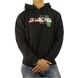 Mens Billabong black pullover hoodie fleece. Very high quality skate and surf brand sweater with a kangaroo pouch and a large logo design on the front and small one on the hood. Great authentic sweatshirt to wear with various casual styles.