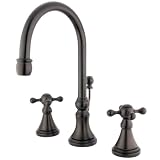 Kingston Brass KS2985KX Governor Widespread Lavatory Faucet with Brass Pop-Up and Knight Cross Handle, Oil Rubbed Bronze (Not CA/VT Compliant)