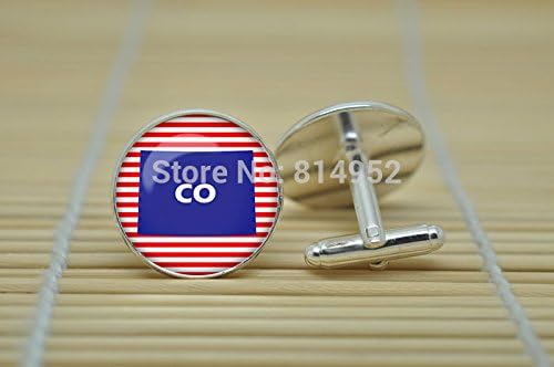 Pretty Lee Colorado Map Jewelry Us States Maps Cufflinks In Silver Glass Cabochon Cuff Links C1580