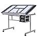 Adjustable Drawing Desk Rolling Drafting Table Glass Top Durable Portable Convenient Design
