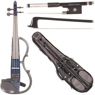 Yamaha SV-130 Concert Select Silent Electric Blue 44 Violin Outfit including a Johnson String Young Artist Carbon Composite Bow and Yamaha Gray Gig Bag