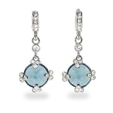 Eve's Addiction Designer Inspired Vintage Style Blue CZ Earrings
