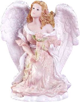 Alabastrite Angel Kneeling With Rose