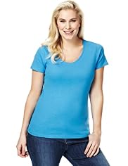 Plus Pure Cotton V-Neck T-Shirt with Stay New™