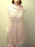 S701, Hand Crocheted Baby Pink Rayon Cotton Gimp 12 Inches By 92 Inches Scarf for Women and Teens