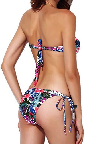 Lolli Womens Girls Sexy Padded Flora Strapless Bikini Swimwear (S/M)