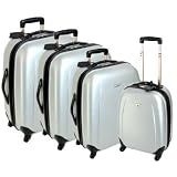 Borderline Set of 4 Hard Sided Spinner Wheels Trolley Cases (Silver) Borderline Set of 4 Hard Sided Spinner Wheels Trolley Cases (Silver)