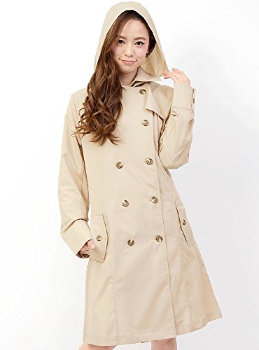 (ディーループ)D-LOOP 撥水加工 フード付き ストライプ切替 トレンチ ステンカラー レインコート 120141