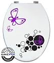 Aufkleber für WC Toiletten Deckel Retro Look Schmetterling mir Seifenblasen lila/schwarz