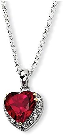 0.02ctw. Sterling Silver & 14K Red Enhanced Topaz & Diamond Necklace- 18 inch