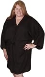 Embroidered Rayon Kimono Style Robe - Black