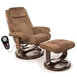 Relaxzen 60-078011 Leisure Massage Reclining Chair with Heat In Microsuede, Brown