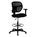 Mid-Back Mesh Drafting Stool with Navy Blue Fabric Seat [WL-A7671SYG-NVY-D-GG] Black/Arms