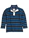 Hatley Little Boys' Button Mock Neck-Teal and Charcoal