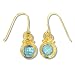 22k Gold Overlay Faceted Swiss Blue Topaz Earrings by Sajen