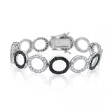 Bling Jewelry Sterling Silver Onyx/Clear Diamond CZ Pave Bracelet