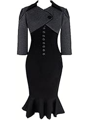 General Print Mermaid Polyester/Knit Vintage 3/4 Sleeves Bodycon Dress 