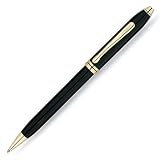 Cross Townsend Black Lacquer Ball-Point Pen with 23 Karat Gold Plated Appointments