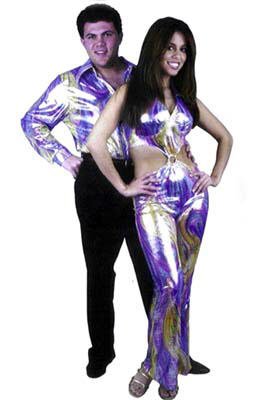 Costume Disco Shirt in Rainbow Lame - Size Small