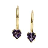 14K Yellow Gold Children's Amethyst Heart Earrings