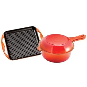 Le Creuset Cast Iron Marmitout 22 cm & Square Grill 24 cm, Volcanic
