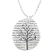 Oval Tree of Life Pendant with FOREVER GREEN Inscriptions in Sterling Silver on an 18" Rhodium Ball Chain, #8229