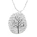 Oval Tree of Life Pendant with FOREVER GREEN Inscriptions in Sterling Silver on an 18" Rhodium Ball Chain, #8229