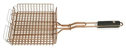 Outset QN73 Copper Nonstick Grill Basket with Soft-Grip Handle