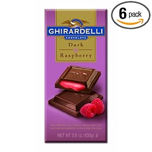 Ghirardelli Chocolate Bar, Dark & Raspberry, 3.5-Ounce Bars (Pack of 6)