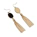 D EXCEED Women's Diamond Cluster Resin Stone Metal Tassel Dangle Earrings (Earrings- Gold/Black)