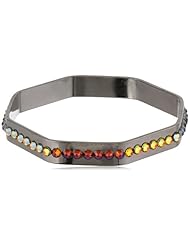 Chamak by priya kakkar Swarovski Elements Gunmetal Jeweled Bangle Bracelet, 7.5"