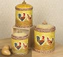 Country Rooster Set of 3 Canisters Kitchen Decor Rooster Decor