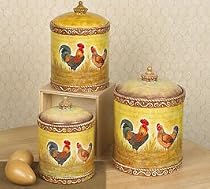Country Rooster Set of 3 Canisters Kitchen Decor Rooster Decor