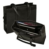 (Price/EA)Ladies Tote,Leather,Zipper Pockets,15-1/2x9-1/4x11,Black