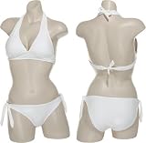 JAMAICAN STYLE Halter Bikini W/ Side Tie Bottoms [J201-B12/J201-T2], White