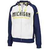 adidas Michigan Wolverines Ladies White Full Zip Hoody Sweatshirt