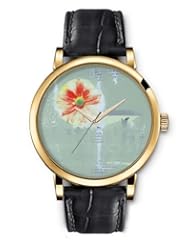SPRAWL Aanalog Fashion Series Gold Ladies Watches of Genuine Black Leather Strap,Unique Wrist Watch for Women Girls Designed with daisy line in a book