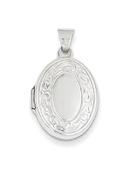 14k Wg 17mm Oval Embossed Border Locket, Best Quality Free Gift Box Satisfaction Guaranteed