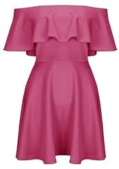 Off the Shoulder  Skater Dress/Mini Dress  With Ruffles