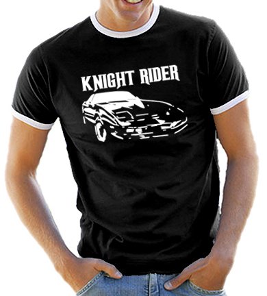 Touchlines Herren Kontrast / Ringer T-Shirt Knight Rider, black/white, L, D1065 Preisvergleich