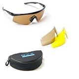 NYX Golf Sunglasses Tour Shield Crystal Black Frame with Amber 3 Lens Set 99402