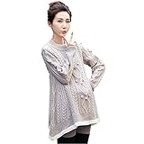 (リアンジュ・アイ)Liange・ai レディース マタニティ セーター 産前 産後 Aライン あったか 保温 秋 冬 Mサイズ オリジナルミニポーチ付き (XL)