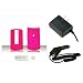 PCMICROSTORE Brand LG VX-8700 VX8700 Rubberize Texture Magenta Snap-On Crystal Case Cover with Removable Belt Clip - Bundled with 12v Rapid Premium Car Charger and Home Travel Wall AC Adapter Charger